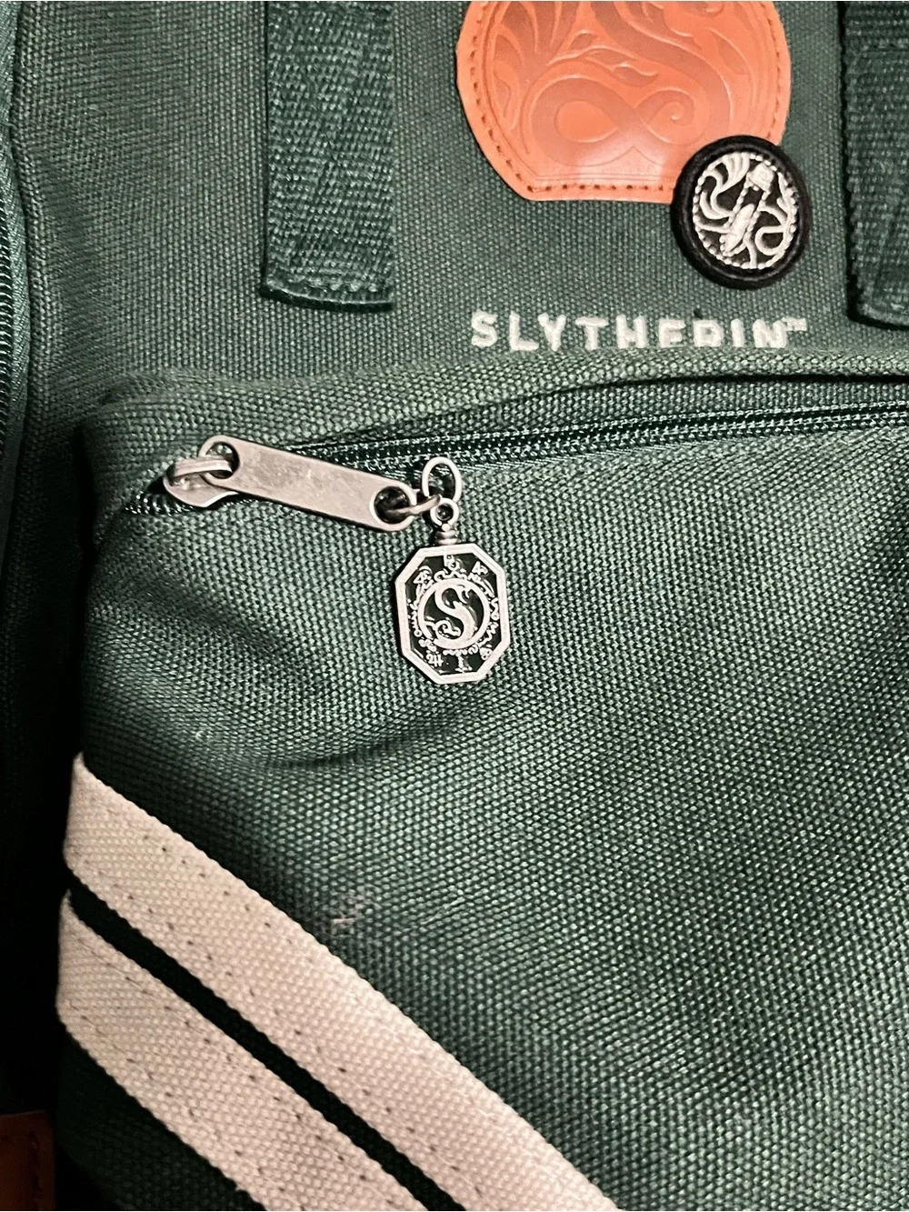 Harry Potter Slytherin Patch Backpack Forest Green Canvas Official Rucksack